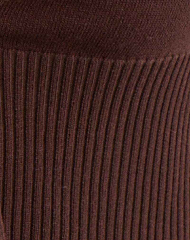 Nalo Short Sleeve Cardi in Dark Brown