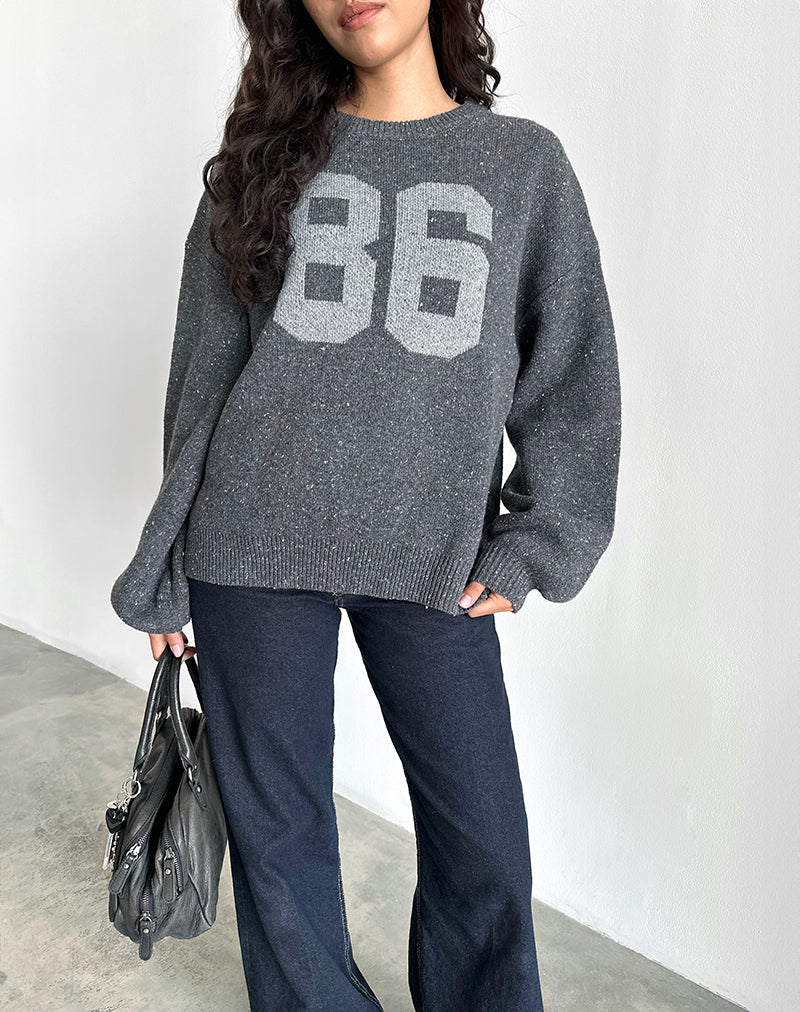 Namari Jumper in Grey Knit with 86 Motif