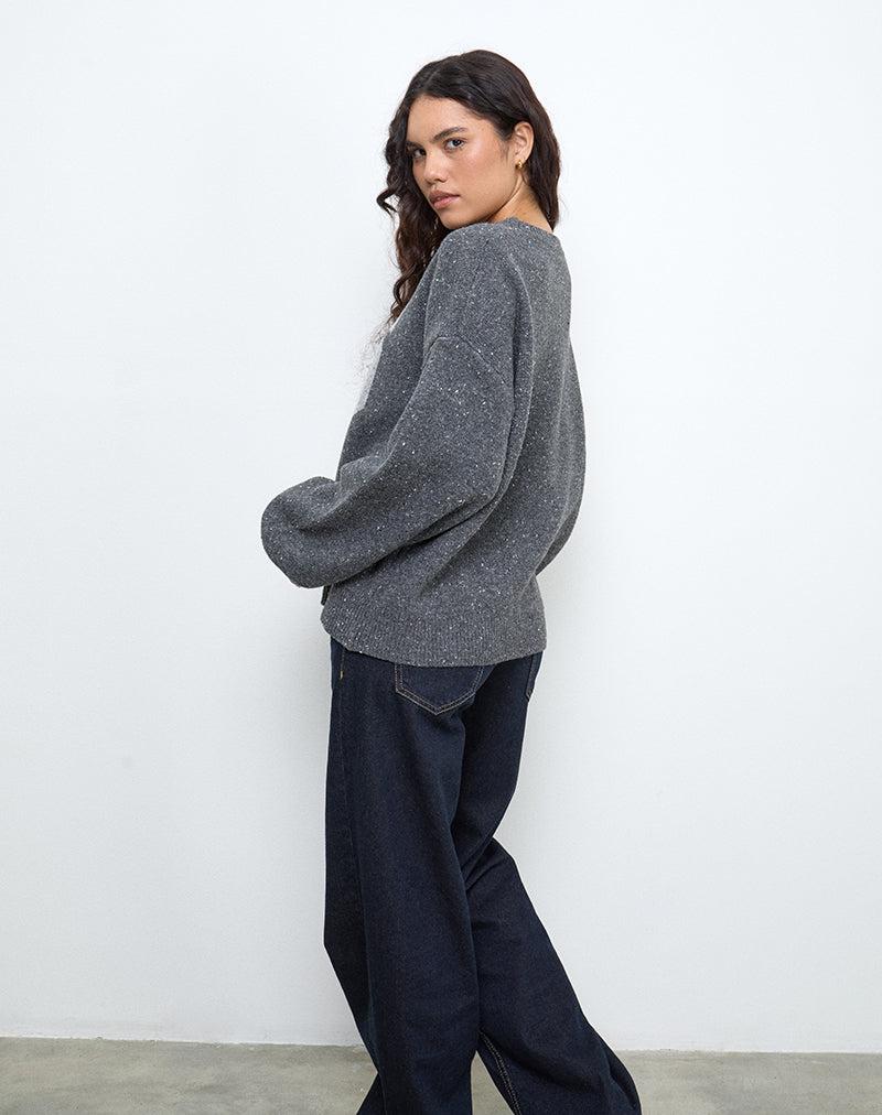 Namari Jumper in Grey Knit with 86 Motif