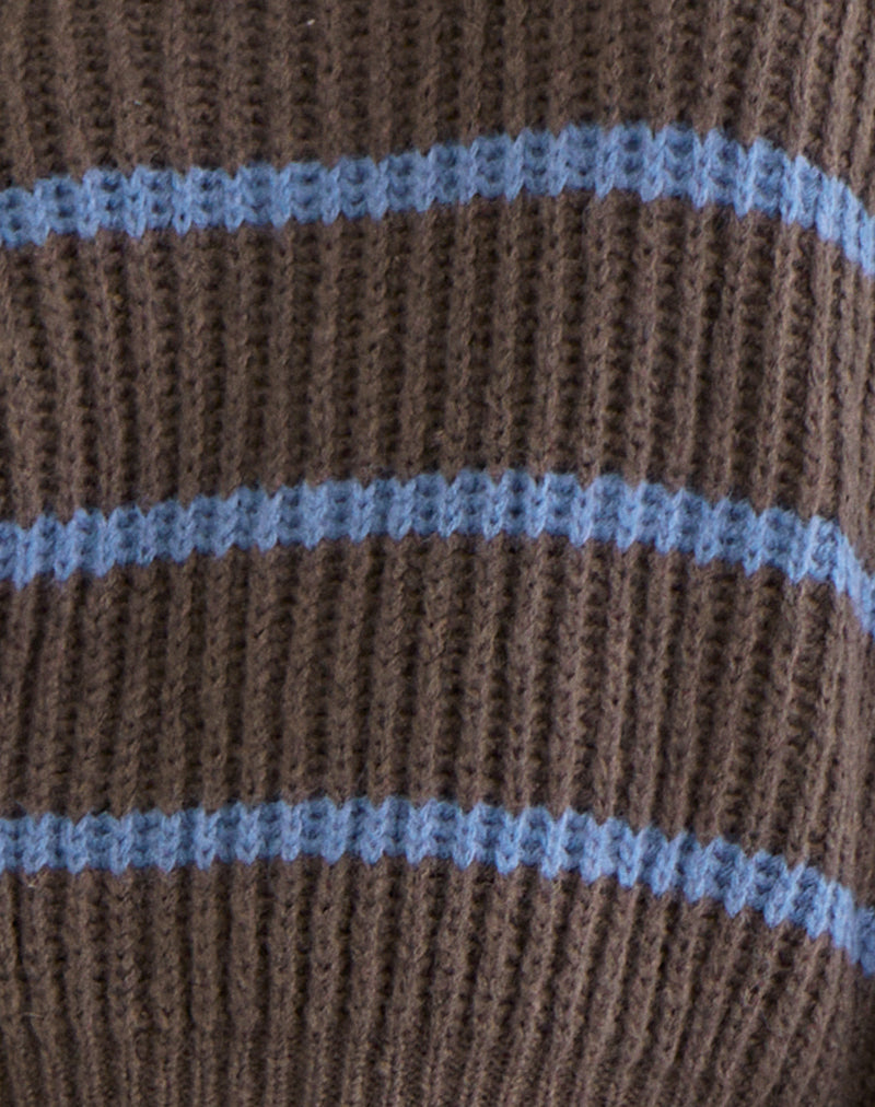 Namirta Jumper in Brown with Blue Stripe