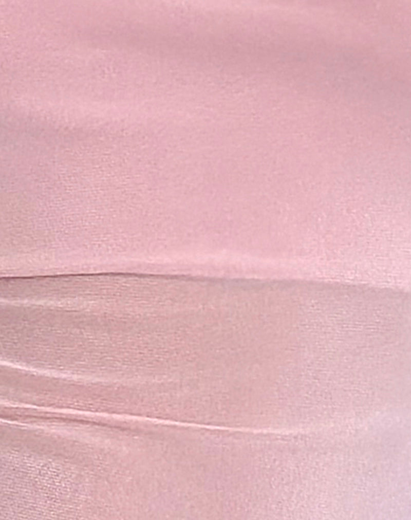 Narcissa Asymmetric Long Sleeve Top in Mesh Baby Pink