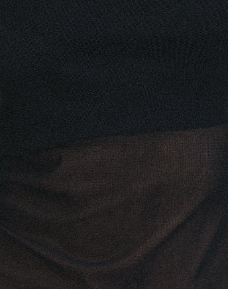 Narcissa Asymmetric Top in Mesh Black