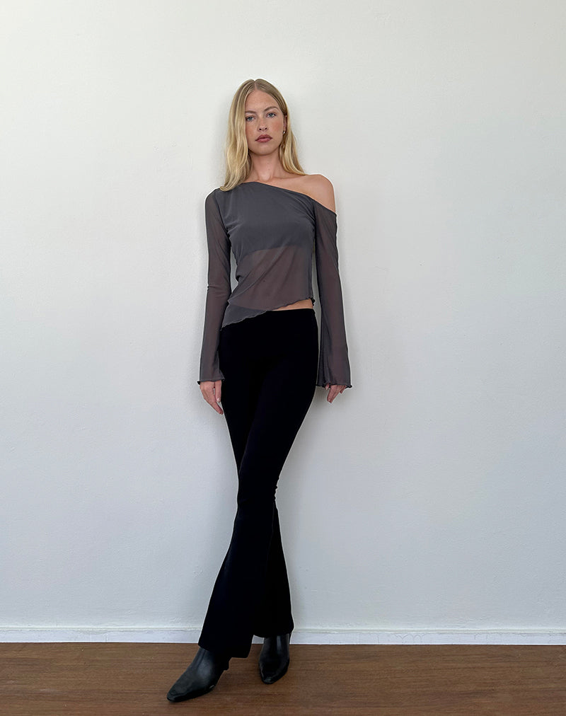 Narcissa Asymmetric Long Sleeve Top in Ocean Storm