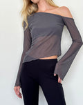 Narcissa Asymmetric Long Sleeve Top in Ocean Storm