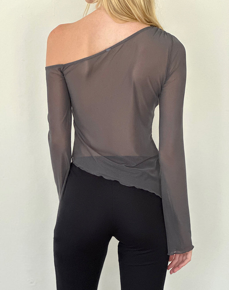 Narcissa Asymmetric Long Sleeve Top in Ocean Storm