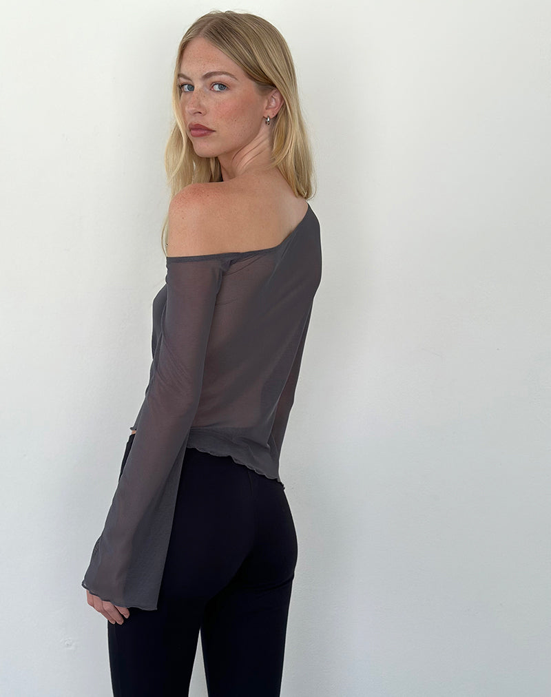 Narcissa Asymmetric Long Sleeve Top in Ocean Storm