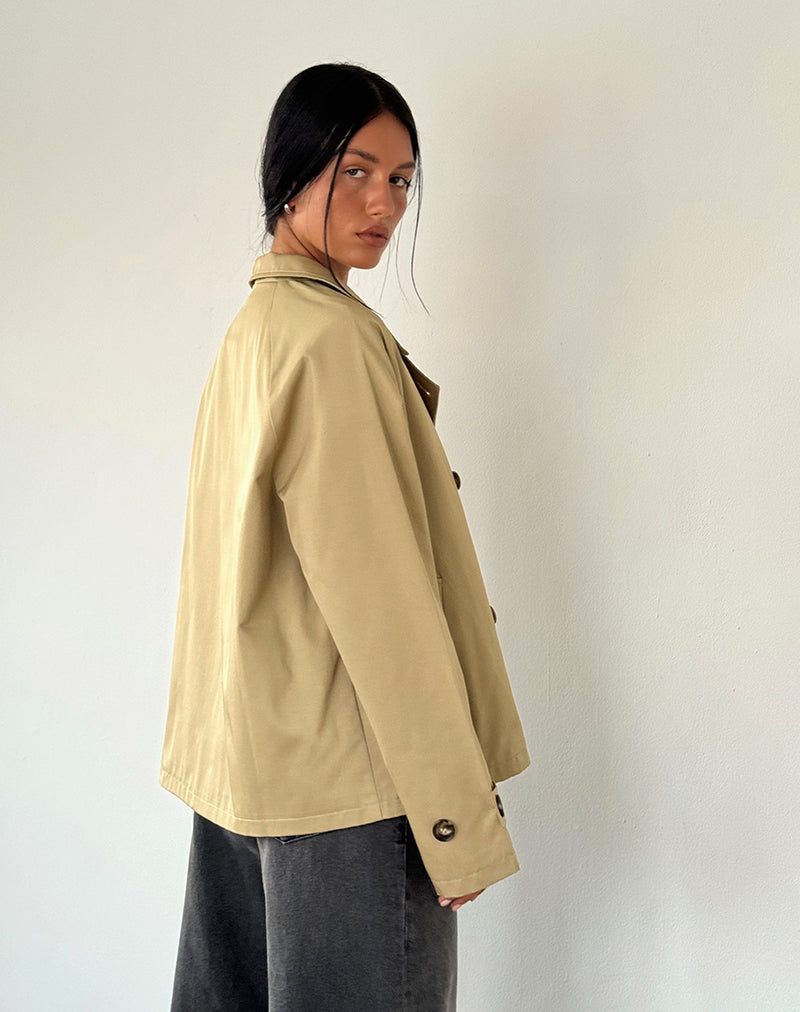 Narto Boxy Trench Jacket in Tan
