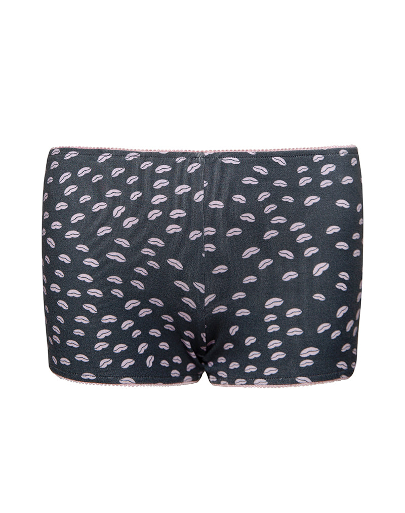 Kichi Shorts in Black Micro Lips Pink