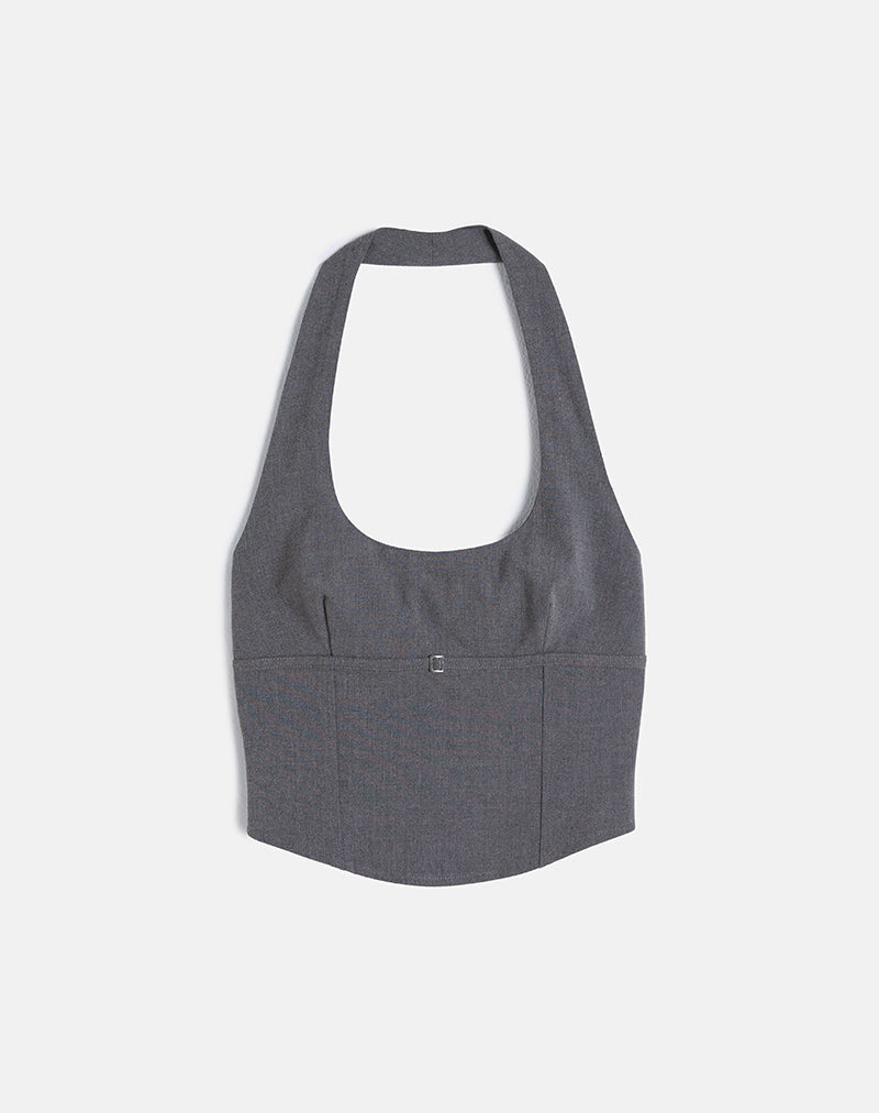 Nasya Halter Top in Tailoring Charcoal