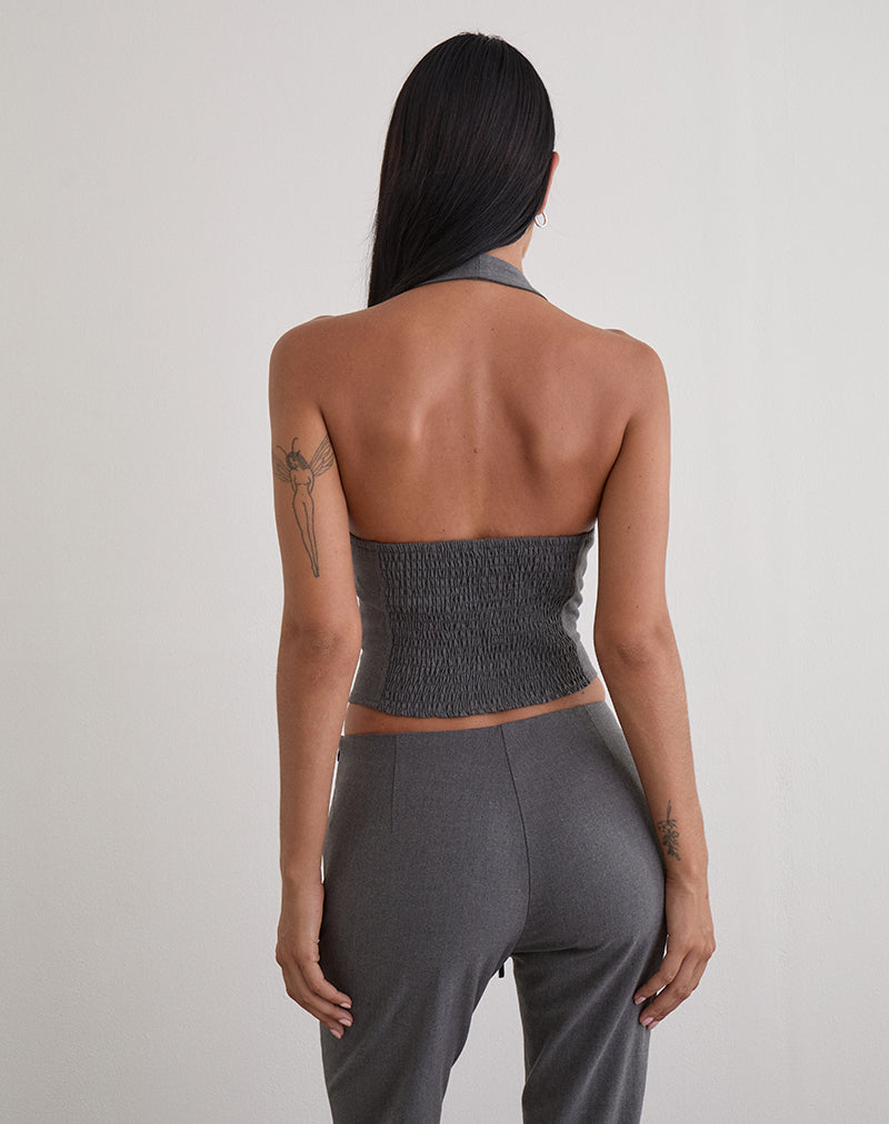 Nasya Halter Top in Tailoring Charcoal