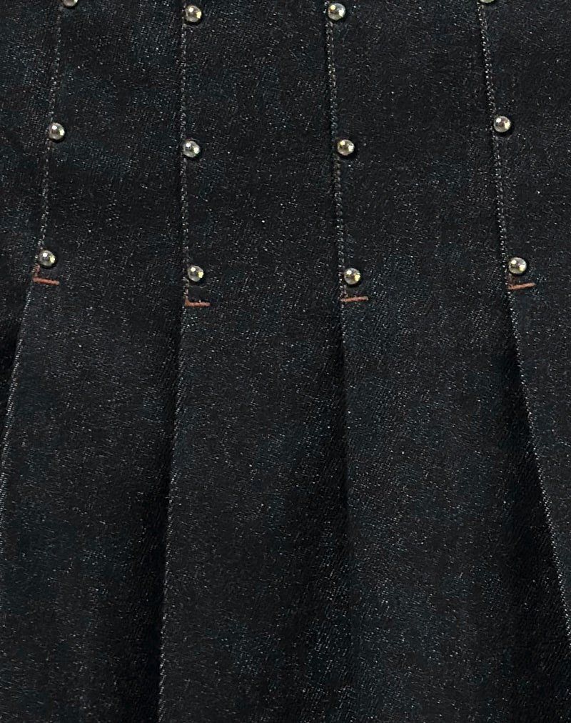 Gatlin Skirt in Chambray Studs Black