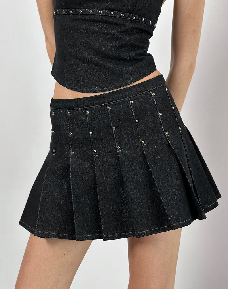 Gatlin Skirt in Chambray Studs Black