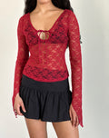 Natasha Tie Front Top in Mari Lace Red