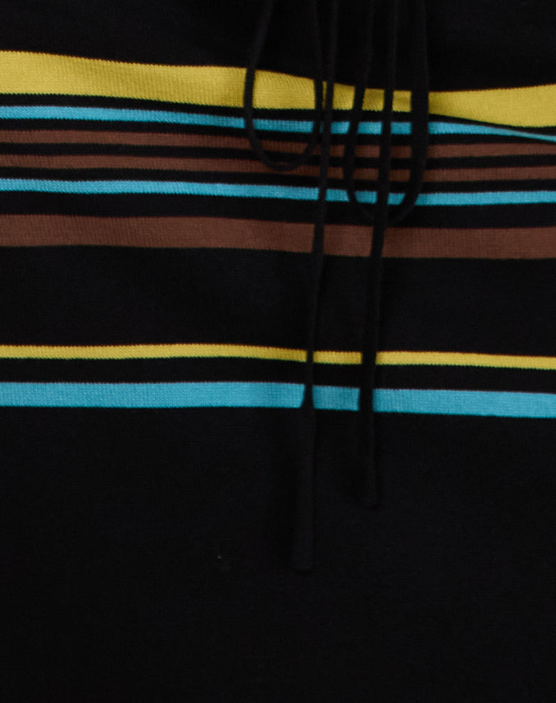 Amalia Midi Skirt in Black with Brown and Blue Stripes