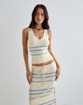 Natcha Vest Top in Cream with Blue and Grey Stripes