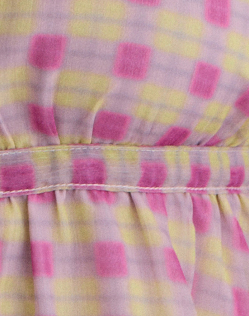 Nayu Halterneck Top in Blurred Check Pink and Green