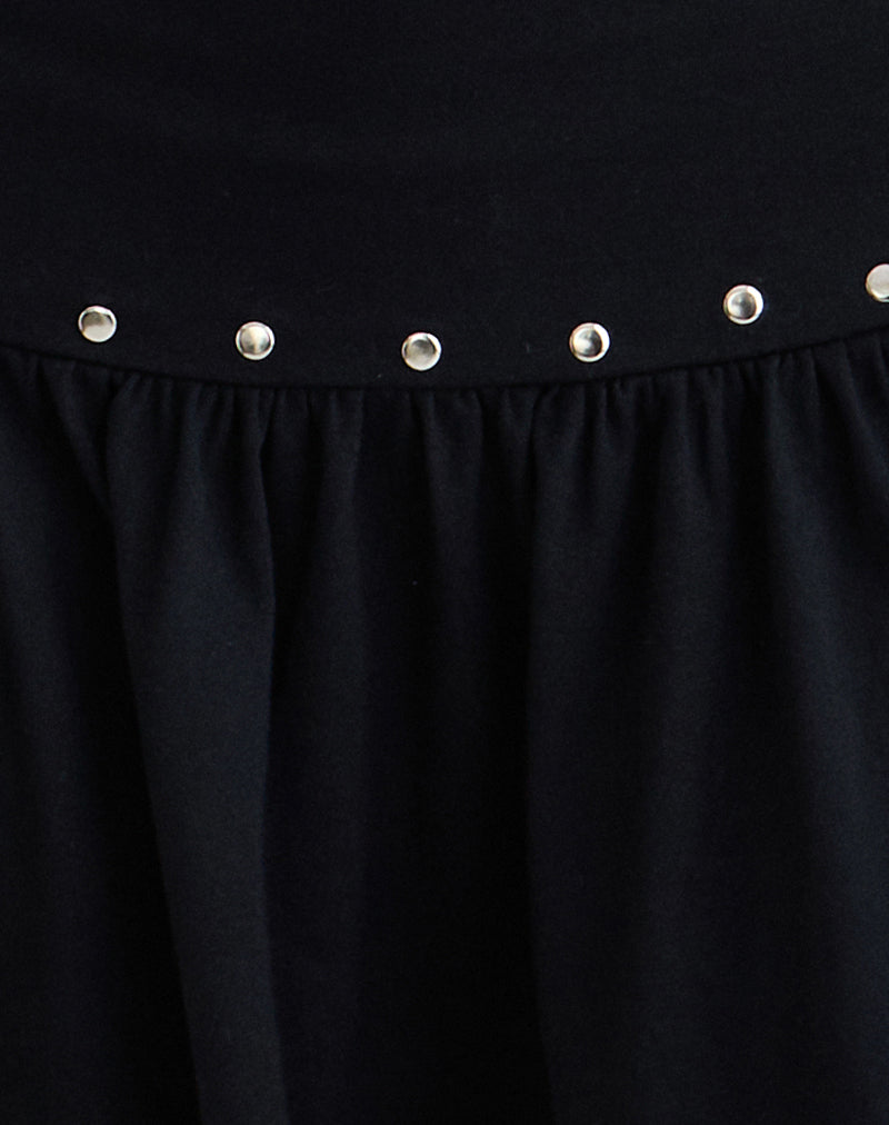 Nefety Studded Skirt in Jersey Black