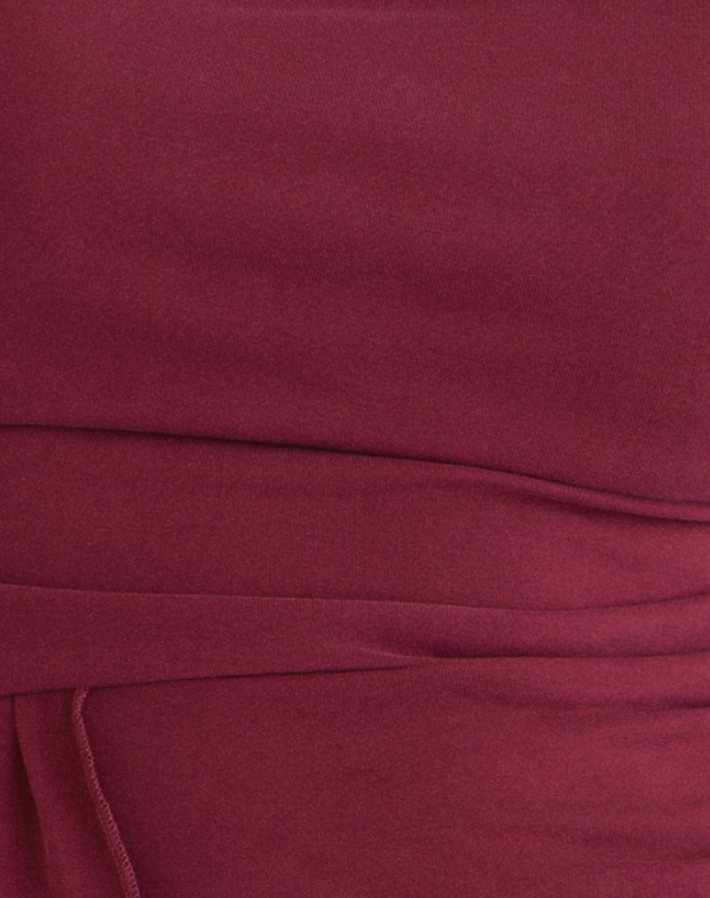 Neida Drape Top in Cupro Burgundy