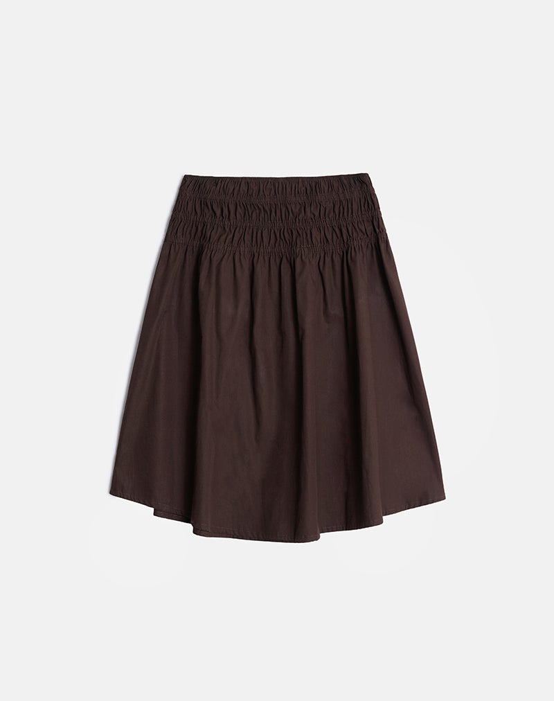 Neleta Midi Skirt in Poplin Bitter Chocolate