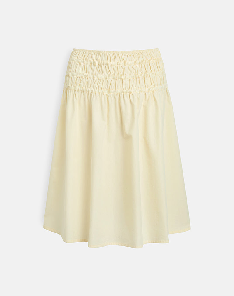 Neleta Midi Skirt in Poplin Lemon