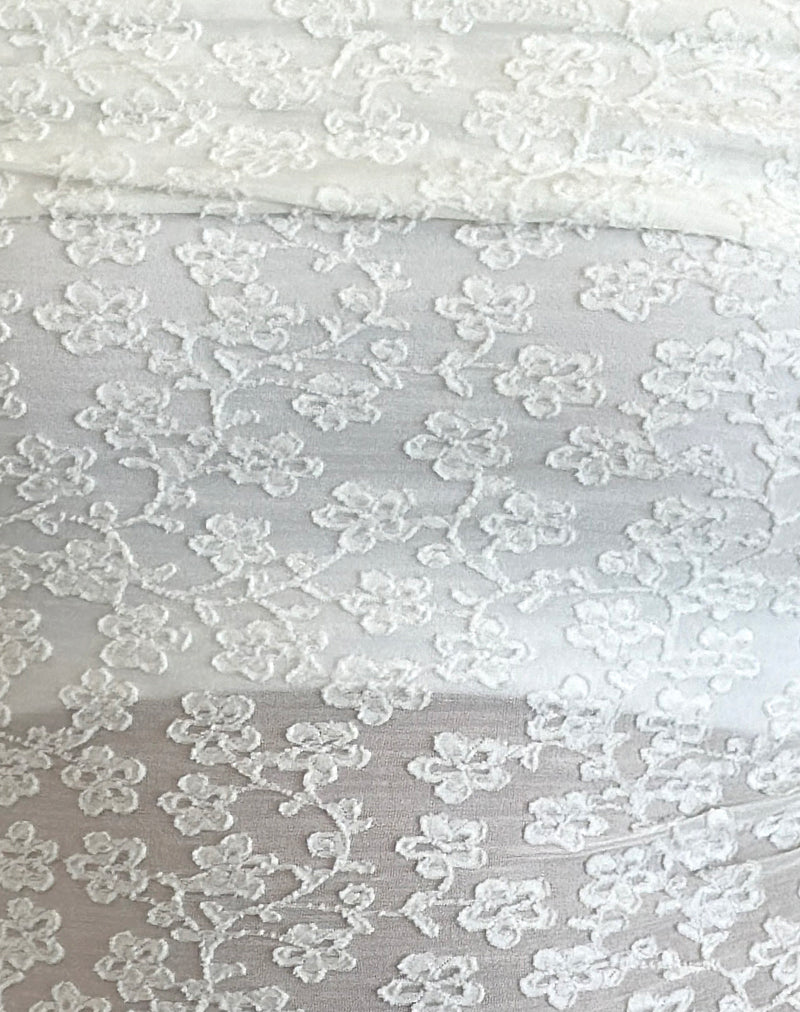 Nesta Bardot Top in Burnout Mesh Ivory