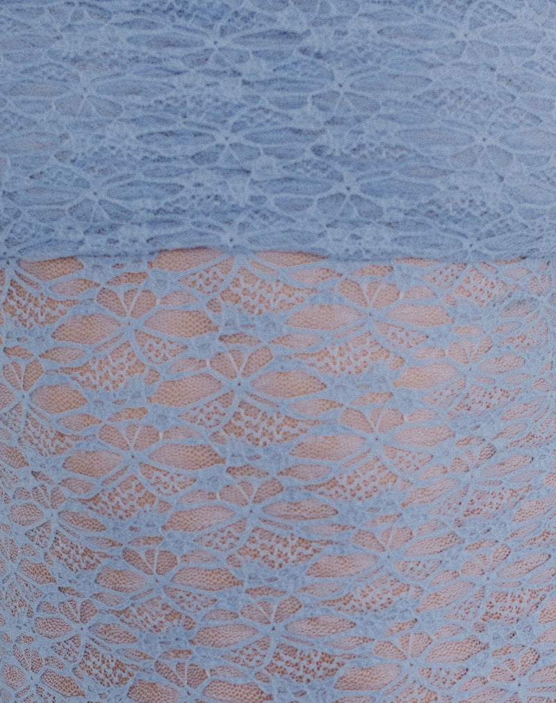 Nesta Bardot Top in Unlined Lace Blue