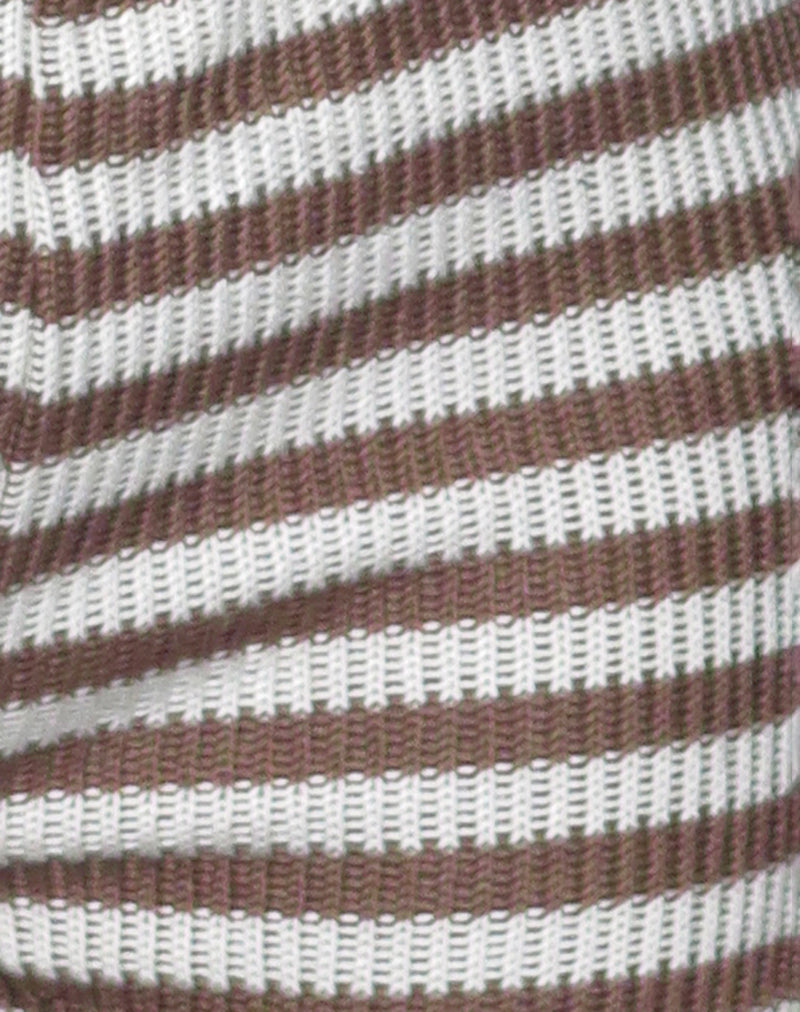 Nikaya Shorts in Knit Stripe White and Brown