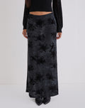 Alfreda Maxi Skirt in Burnout Velvet Grey