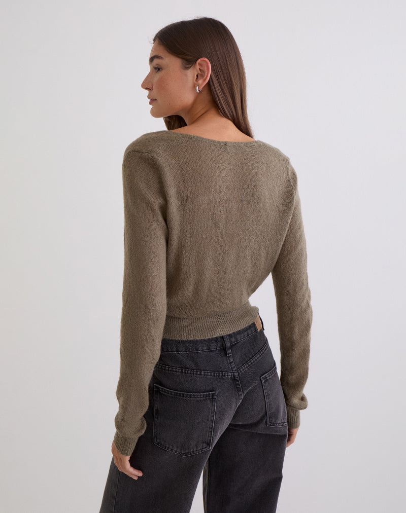 Nilza Wrap Top in Knit Taupe