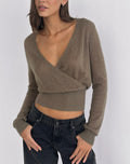 Nilza Wrap Top in Knit Taupe