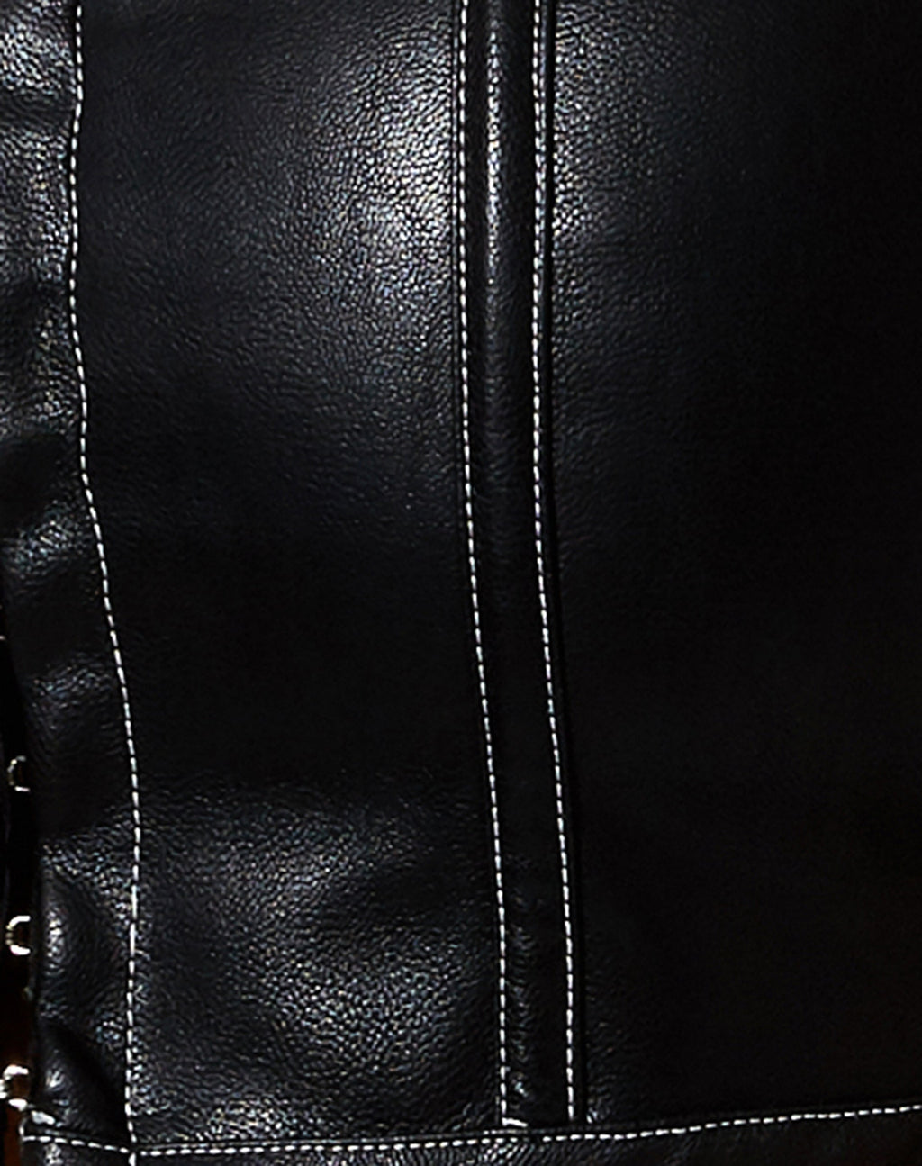 Nindy Crop Top in PU Black with White Stitch