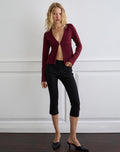 Niyah Long Sleeve Cardigan in Burgundy