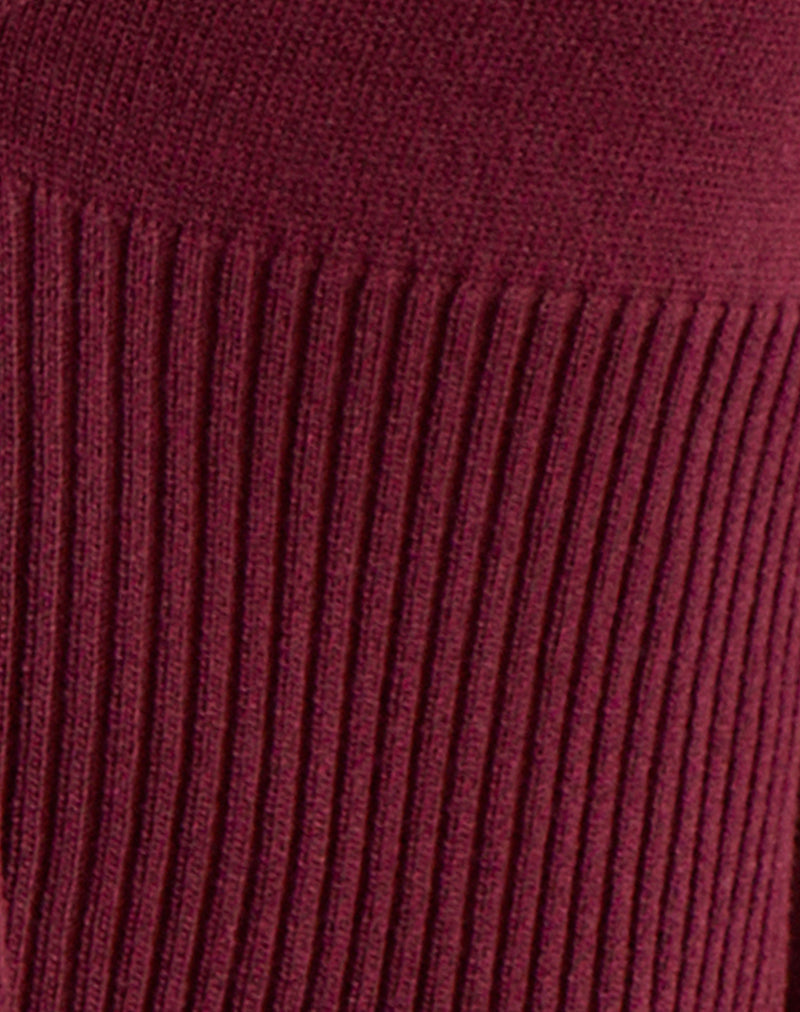 Niyah Long Sleeve Cardigan in Burgundy