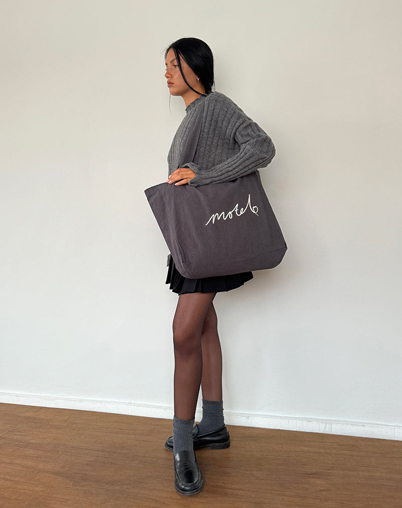 Nola Totebag in Beluga with Motel Print