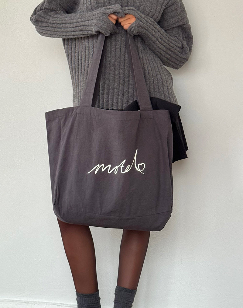 Nola Totebag in Beluga with Motel Print