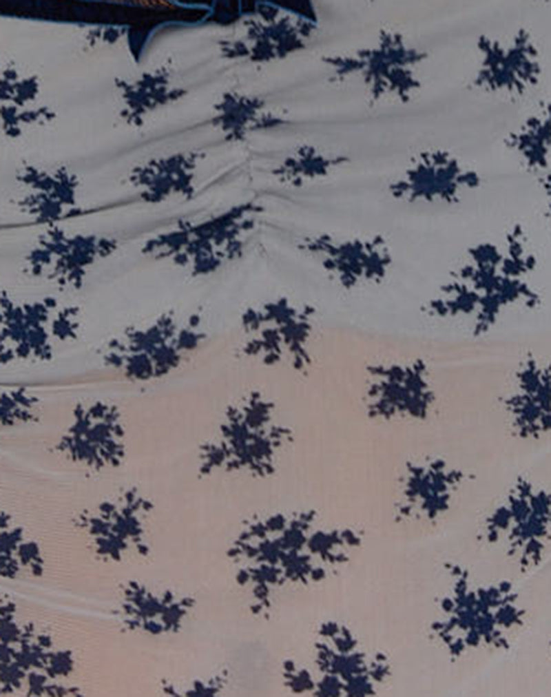 Norde Top in Pale Grey Flower Cluster Flock