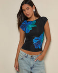 Nova Top in Watercolour Flower Blue