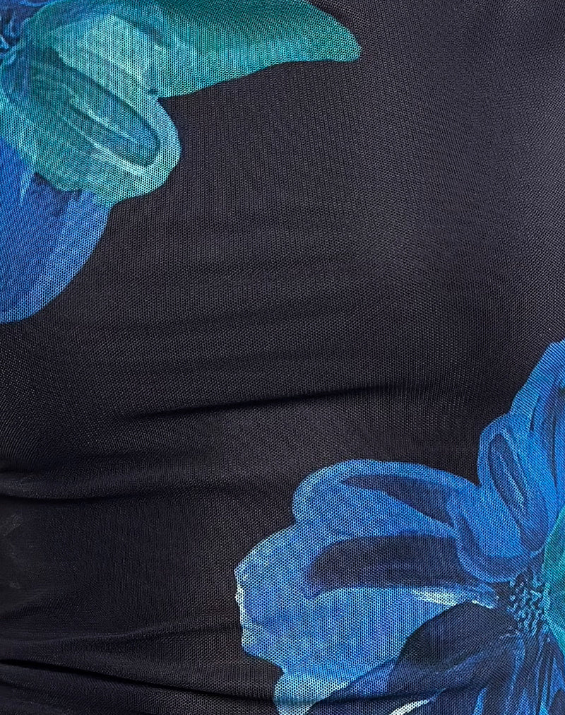 Nova Top in Watercolour Flower Blue