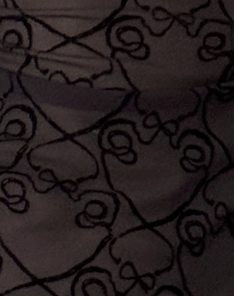 Nova Top in Black Queen of Heart Flock