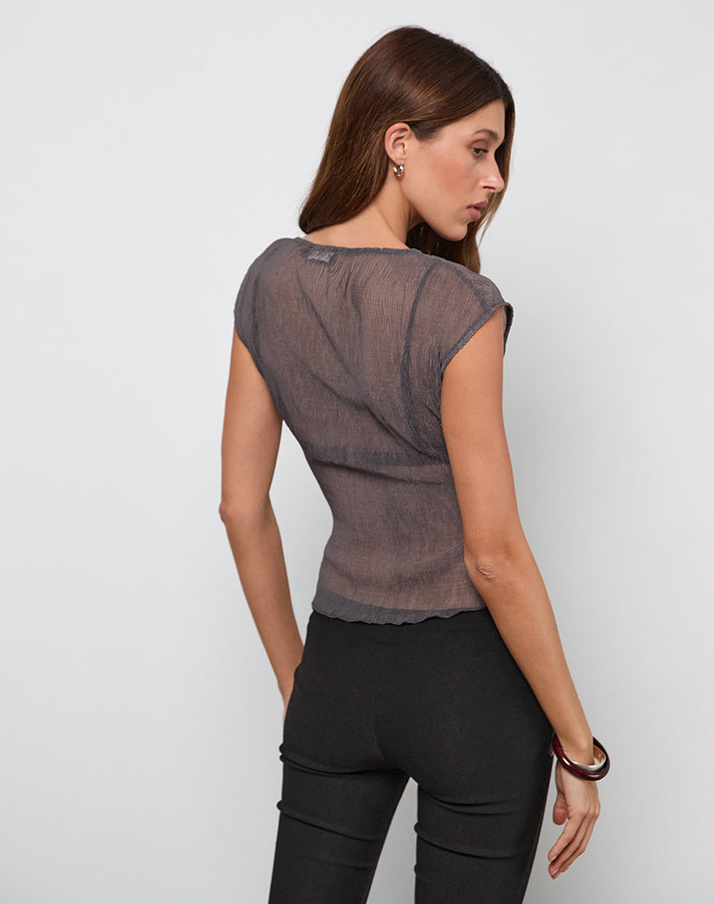 Nova Top in Grey Crinkle Chiffon