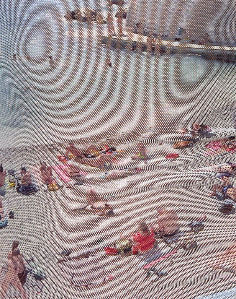 Nova Top in Printed Mesh Cote D'Azur Blue Graphic