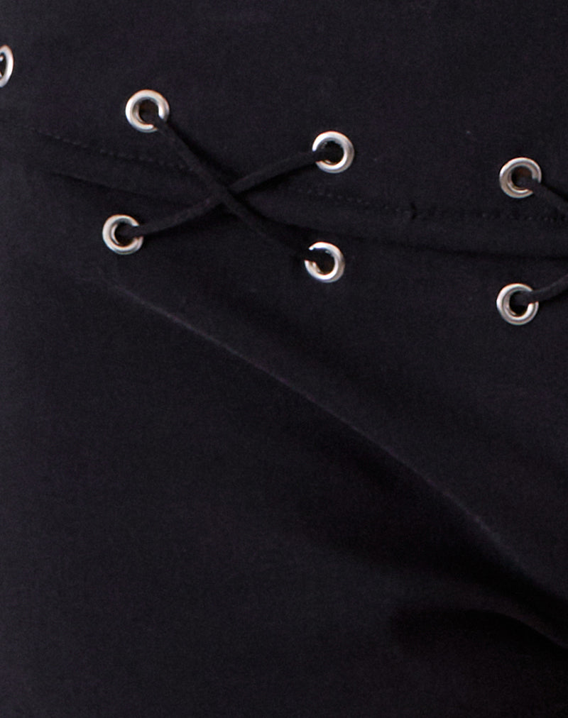 Linaya Lace Up Hot Pant in Tailoring Black