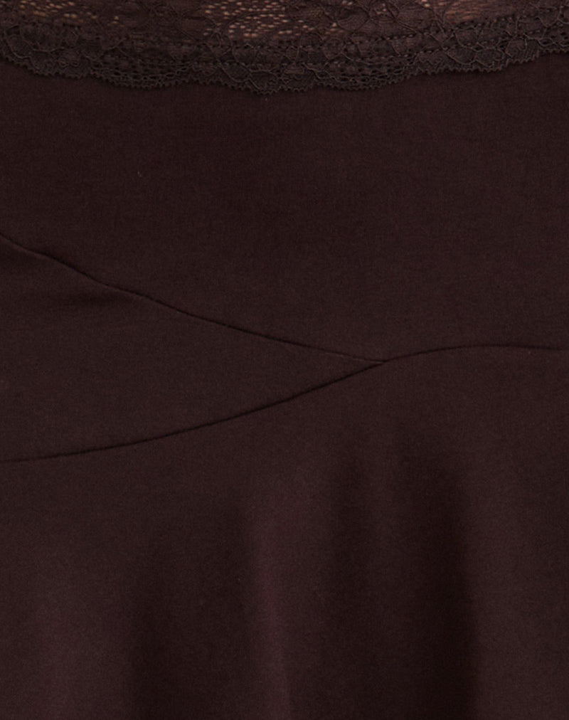 Taleah Mini Skirt with Lace in Bitter Chocolate