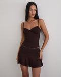 Nystin Plunge Top with Lace in Bitter Chocolate