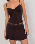 Taleah Mini Skirt with Lace in Bitter Chocolate