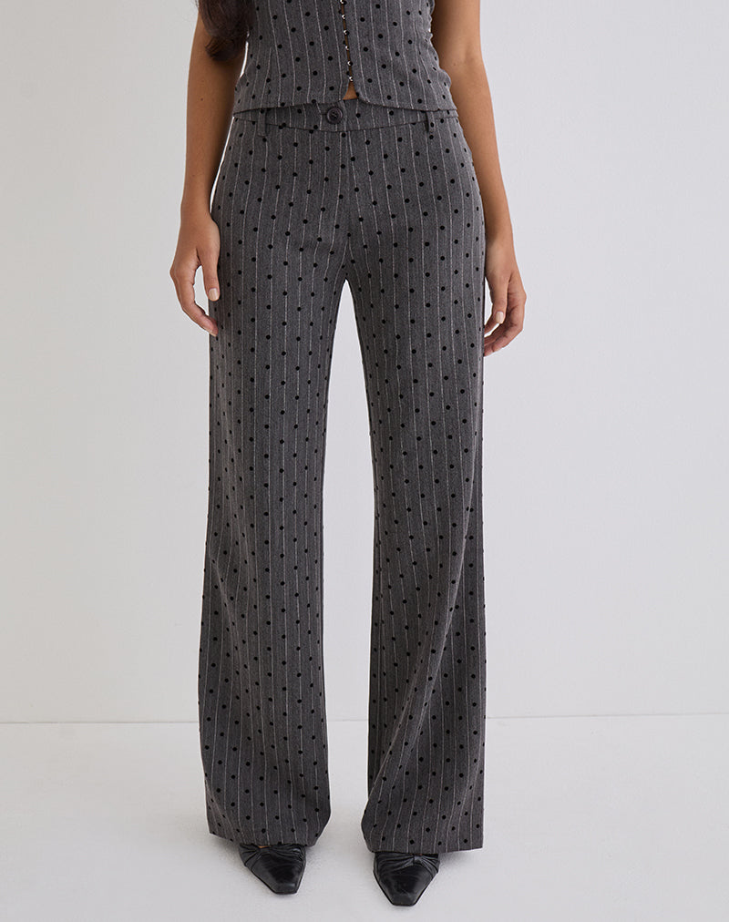 Tatina Trouser in Charcoal with Polka Pinstripe