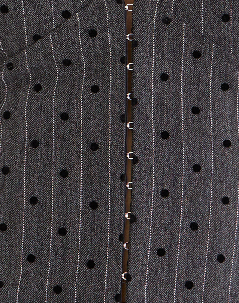 Odin Vest Top in Charcoal with Polka Pinstripe