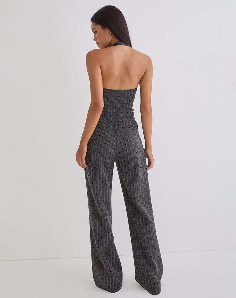 Tatina Trouser in Charcoal with Polka Pinstripe