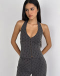 Odin Vest Top in Charcoal with Polka Pinstripe