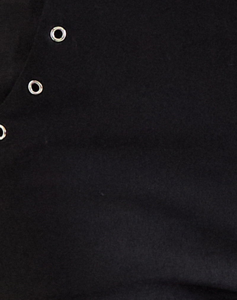 Olira Flare Trouser with Eyelets in Tailored Black